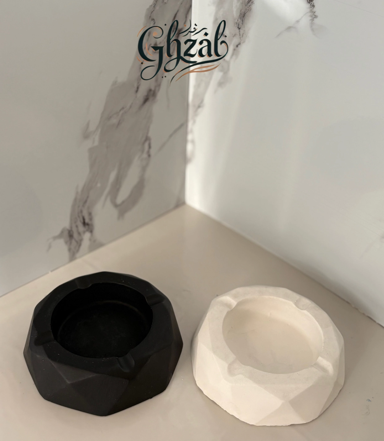 زیرسیگاری سنگ مصنوعی دست‌ساز 2عددی