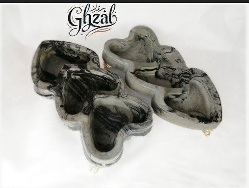 ست آجیل خوری دوتایی طرح قلب قهوه ای ابروبادی